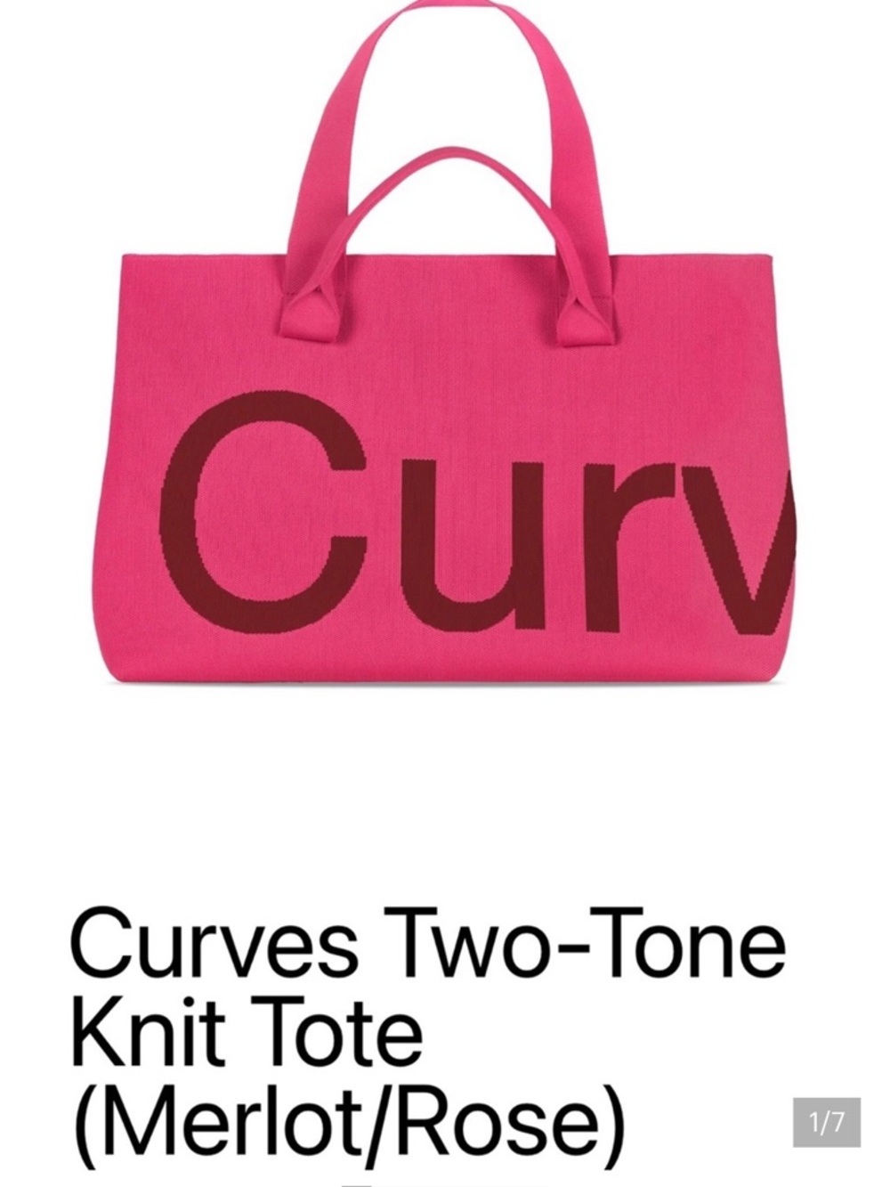 Curves Two-Tone Knit Tote (Merlot/Rose) - Stylish Pink Knit Tote